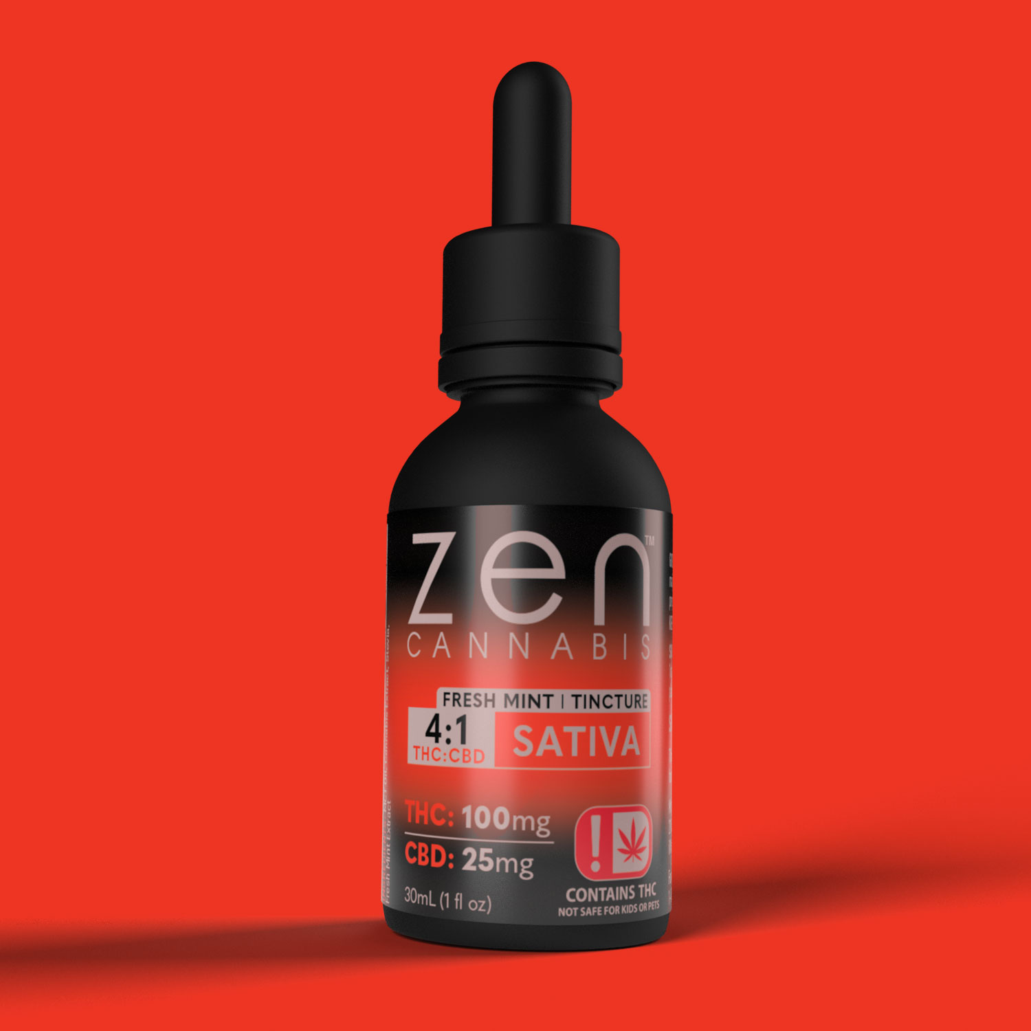 FRESH MINT
100mg THC per bottle
25mg CBD per bottle
Bursting with fresh mint flavor, the Zen Cannabis Sativa tincture provides the incredible benefits of both THC, CBD and terpenes to give you an uplifting and rejuvenating experience without dragging you down.

100mg THC | 25mg CBD
1oz (30ml)