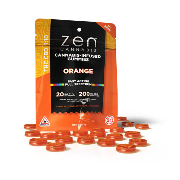 ZG-OR-STK-CT-WHT-Camera ORANGE 1:10 THC:CBD 10-PACK GUMMIES