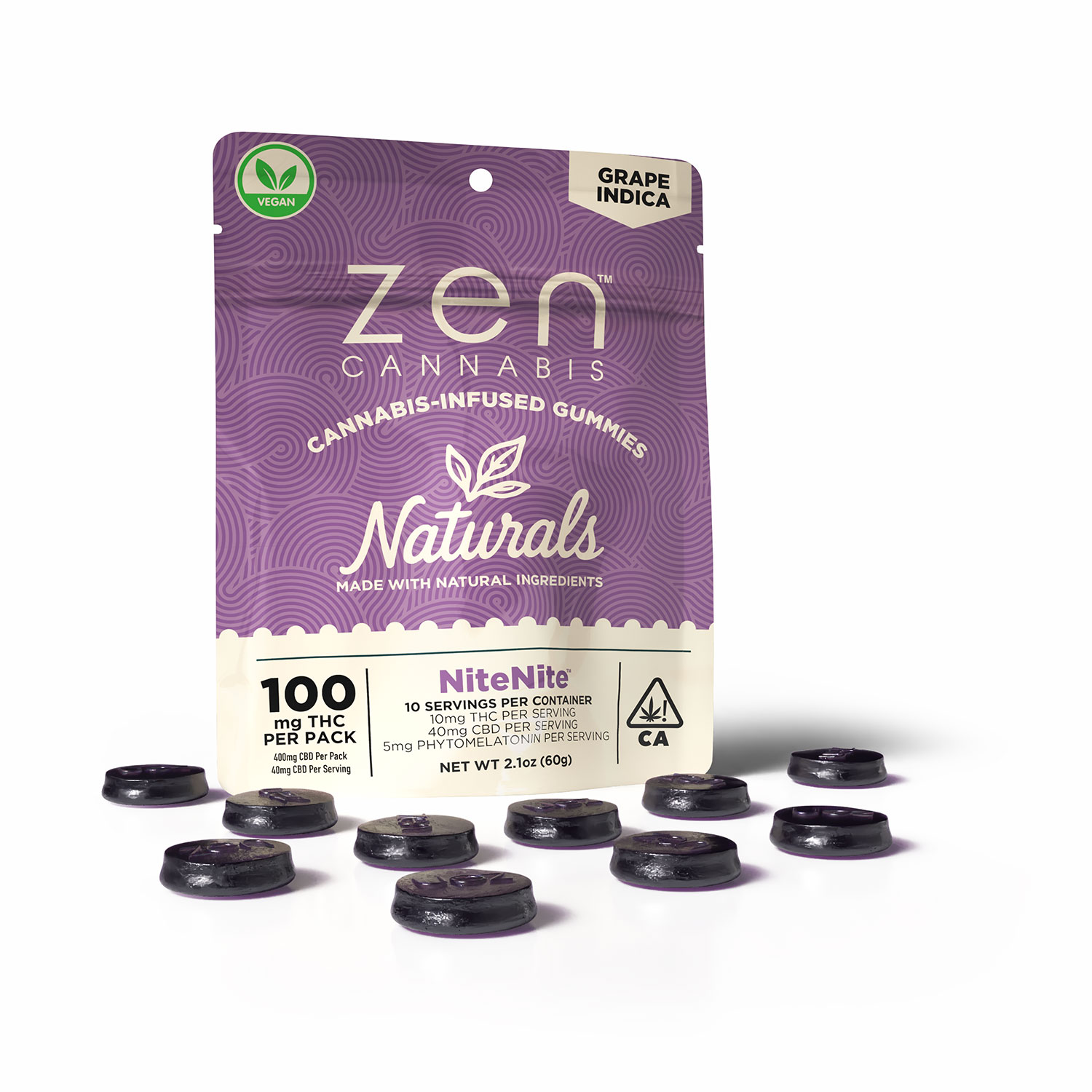 Grape-NiteNite-Naturals-W-Camera NiteNite GRAPE INDICA NATURALS 10-PACK GUMMIES